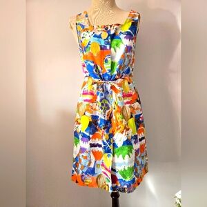Maloka Hot Air Balloon Painted Sleeveless Midi Dress. Size Small